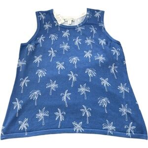 Christopher & Banks NWT Palm Tree Tank in Blue Size XL